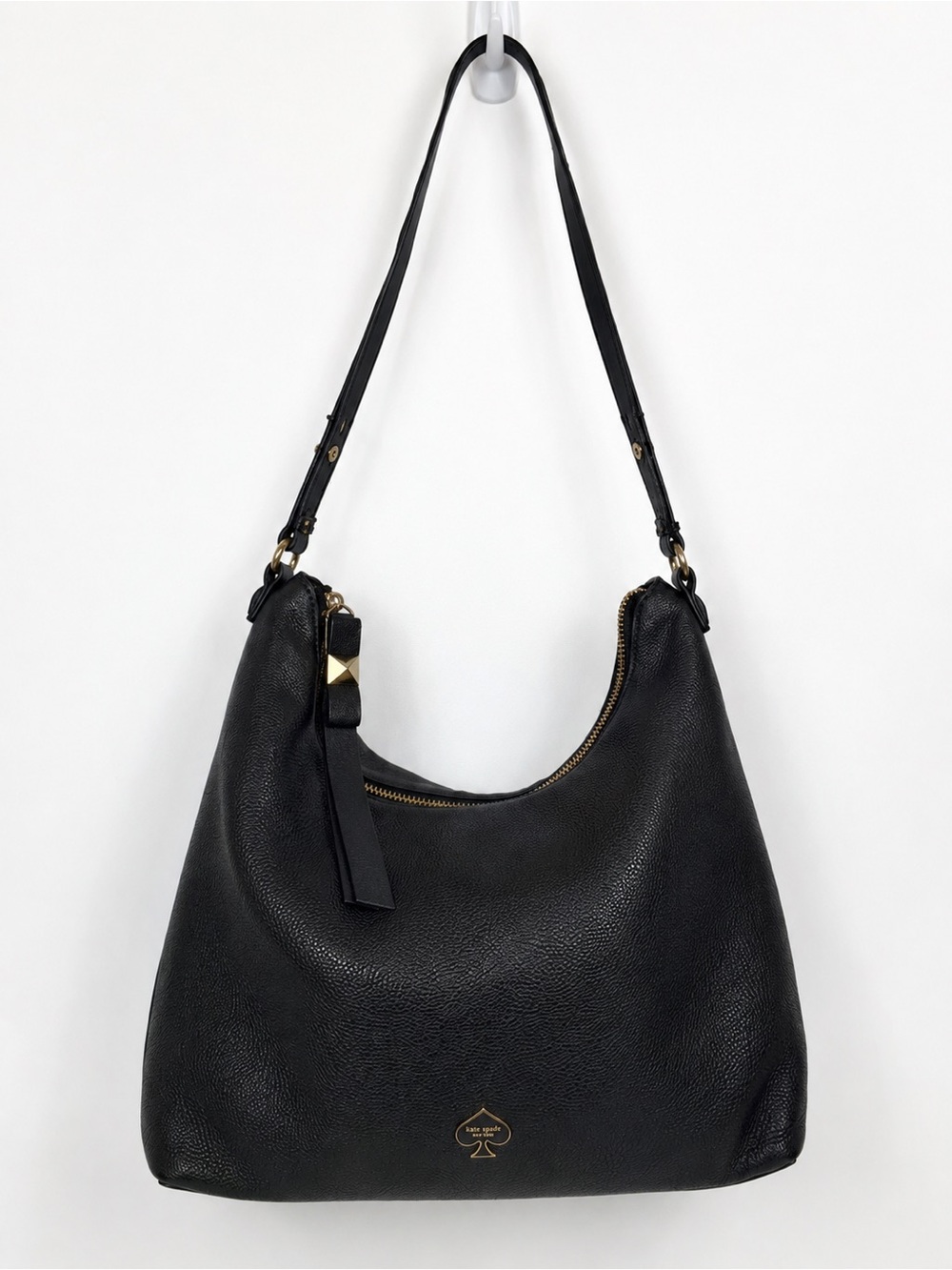 kate spade Black Leather Shoulder Hobo with Gold Hardware